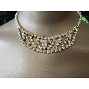 vintage 1950s rhinestone choker 50s costume jewelry crystal necklace bridal prom